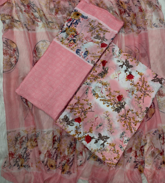 Indian Risika Silk Unstitch Three Piece